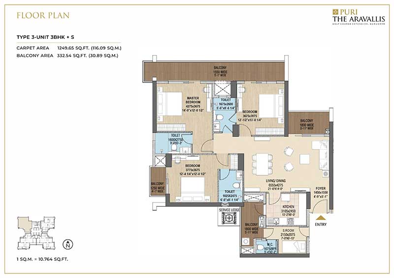 Aravallis Floor Plan Type 3 Floor Plan